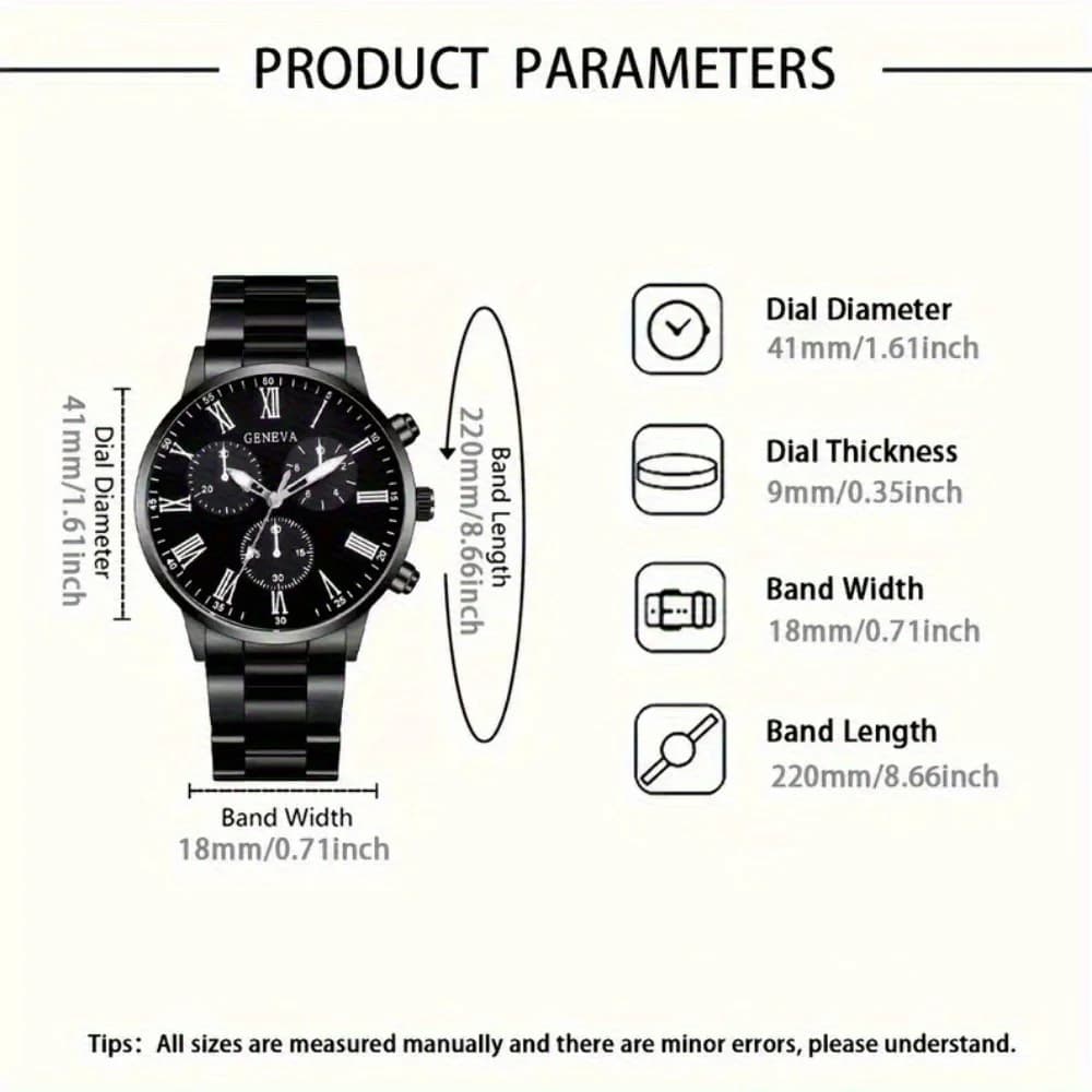 Ensemble de montres à quartz de luxe pour hommes, 2 pièces, vêtements d'affaires et décontractés, ca