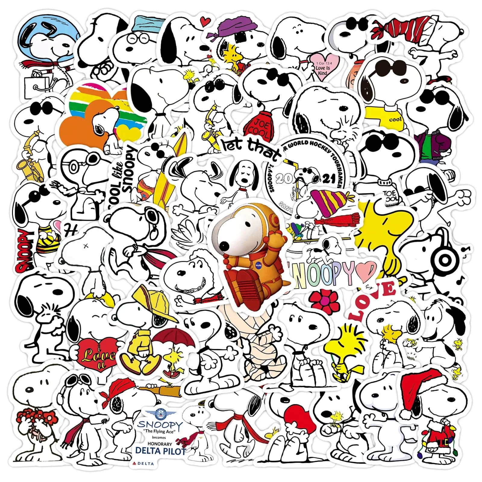 50 pièces dessin animé SnoopyDog autocollants pour enfants ordinateur portable planche à roulettes G