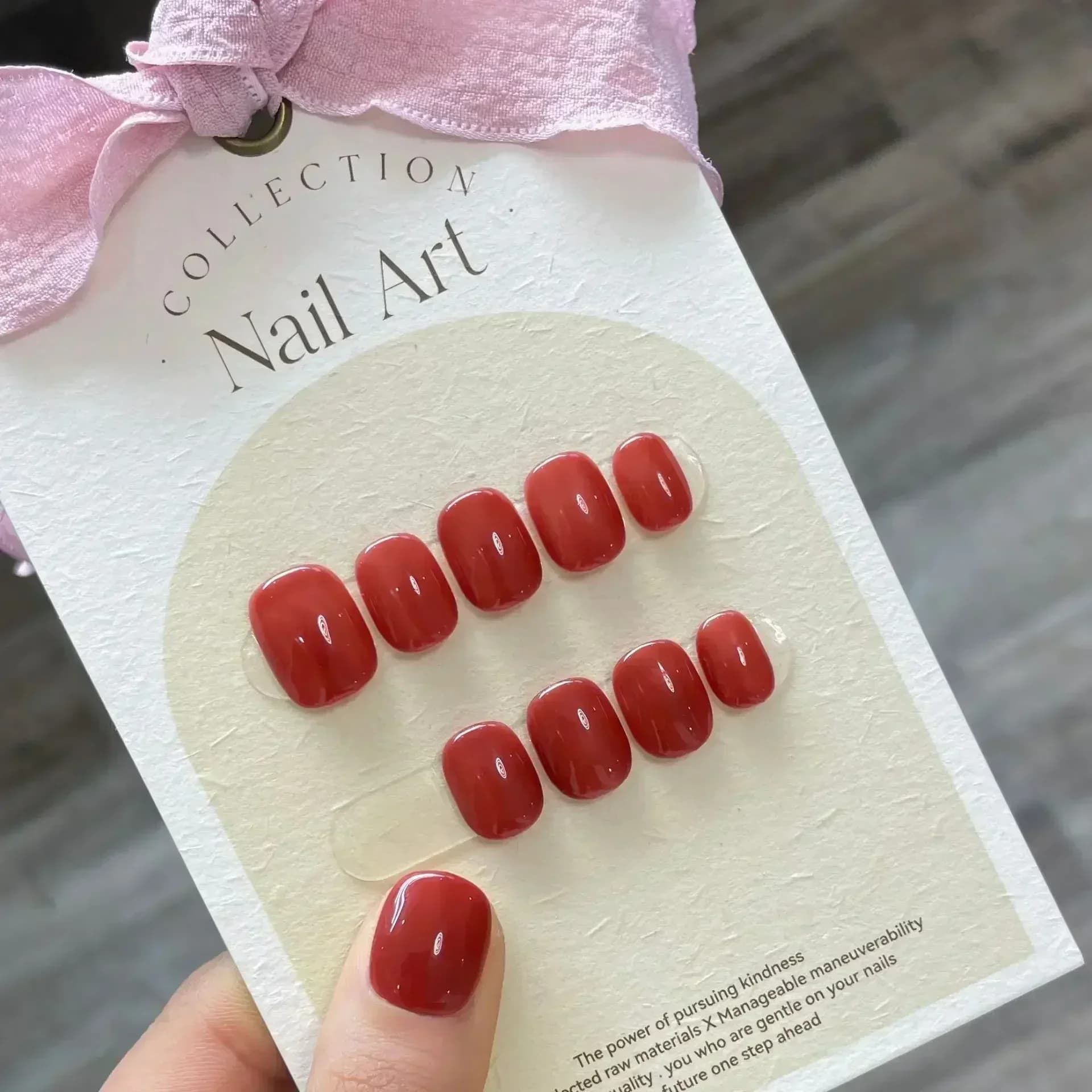 Faux ongles courts faits à la main, couleur Pure, avec colle à pression, couverture complète, tête r