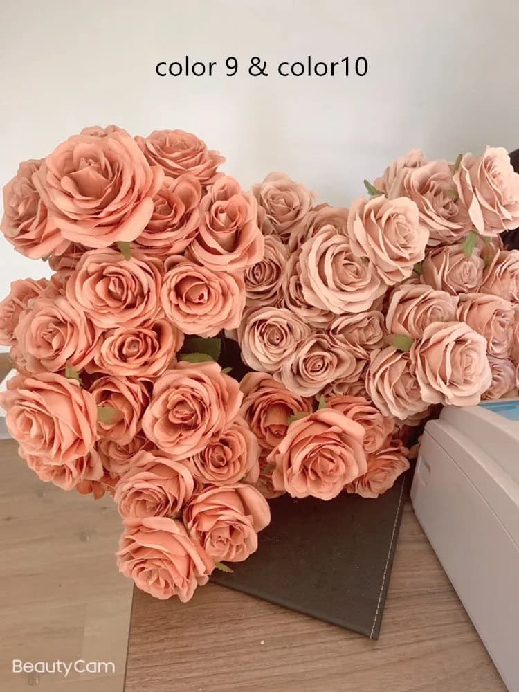 Bouquet de roses artificielles à 9 têtes, décor de roses de mariage, affichage de scène, cadeau Flor
