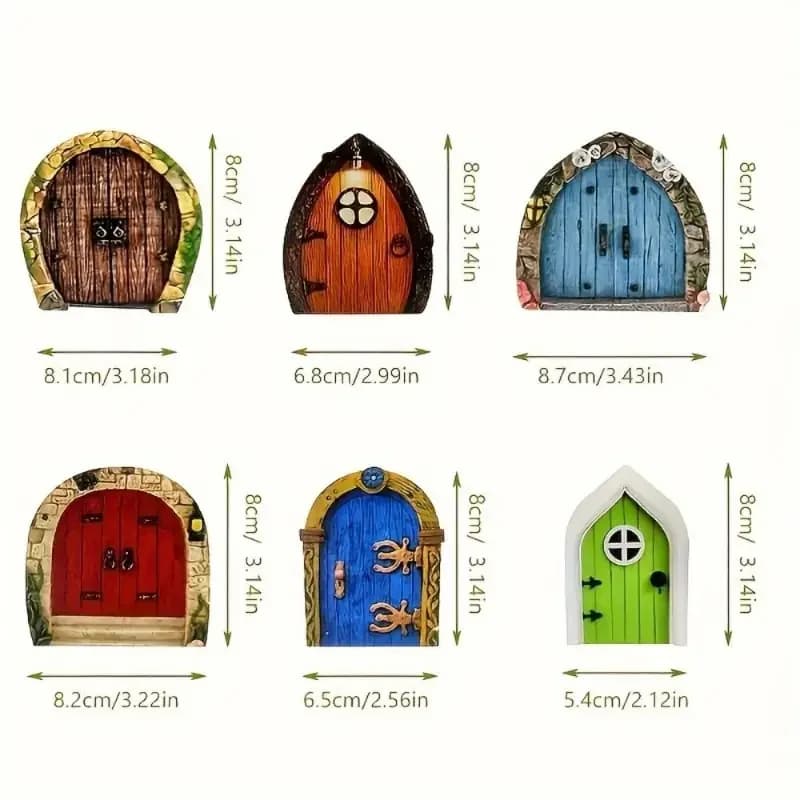 6 pièces en bois fée porte fenêtre porte bricolage fée jardin maison décor nain elfe porte Figurines