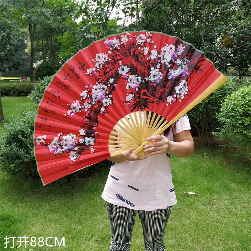Grand éventail suspendu en tissu à main en bambou, Super grand, pour salon, cinéma chinois, accessoi
