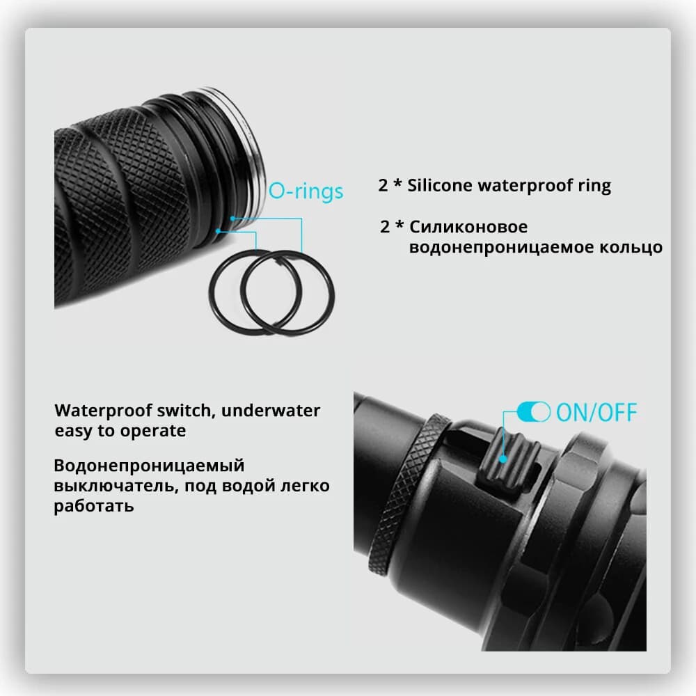 Lampe de poche de plongée haute puissance IP68, étanche le plus élevé, lampe de plongée professionne