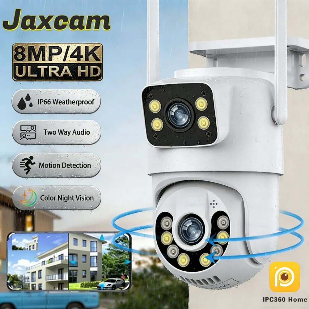 Caméra IP de sécurité extérieure IPC360 Home 4K 8MP HD à double objectif, caméra PTZ Wi-Fi externe a