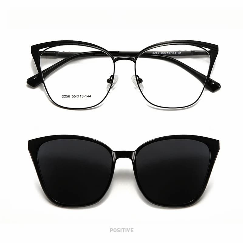 YIMARUILI mode magnétique polarisé lunettes à clipser rétro oeil de chat alliage optique Prescriptio