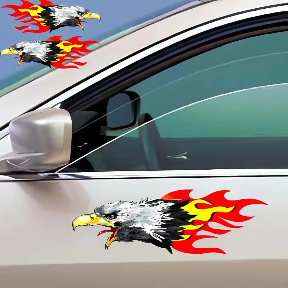 Autocollants de moto imperméables Flame Eagle, panneaux latéraux de vélo de course, carburant précie