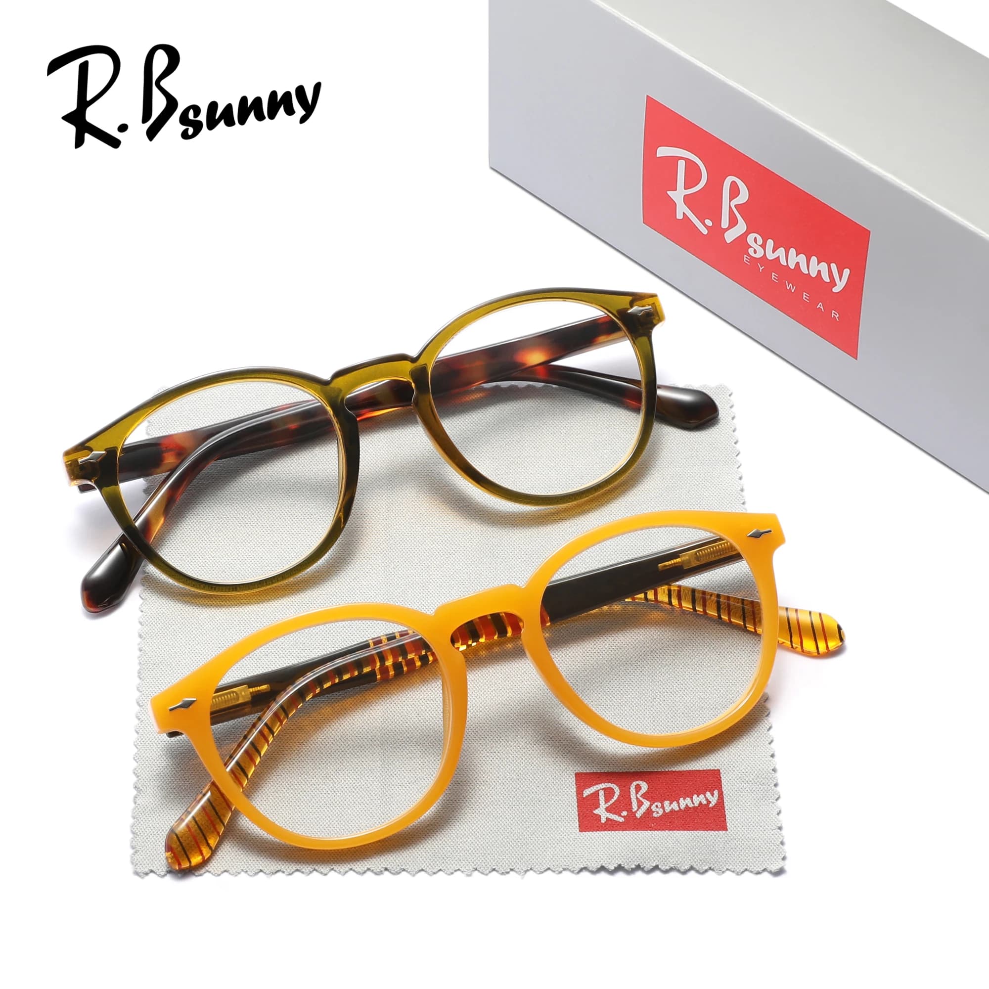 Lunettes de lecture rondes pour hommes et femmes, 2 pièces, monture de couleur Chic, Anti-lumière bl