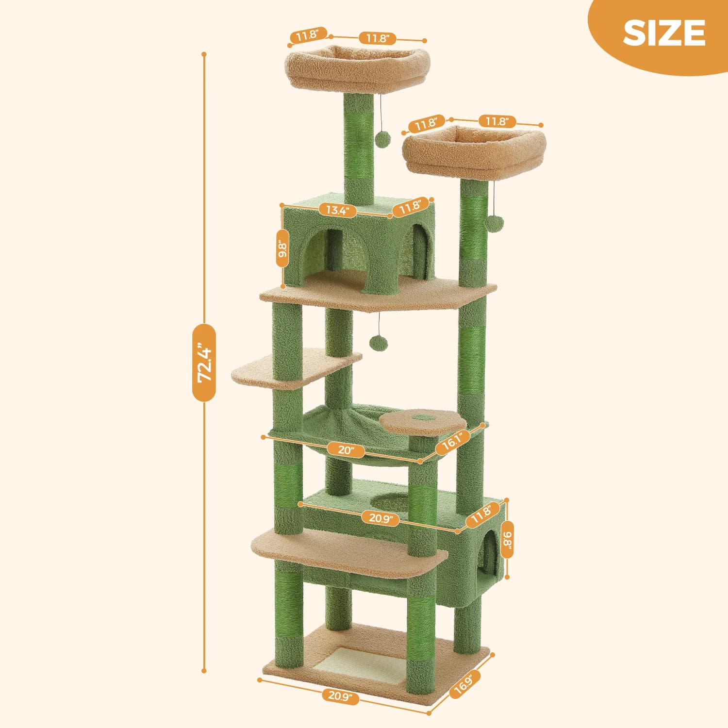 Arbre à chat à plusieurs niveaux avec griffoir, tour de luxe pour chat, hamac condo, grattoirs pour 