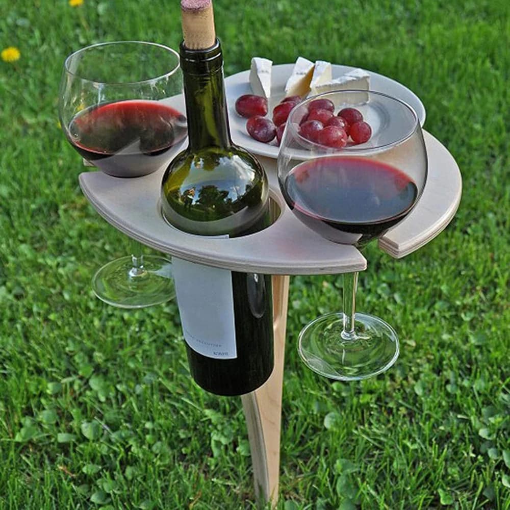 Table à vin en bois porte-vin table Portable extérieure pliante Table à vin en bois support pour ver
