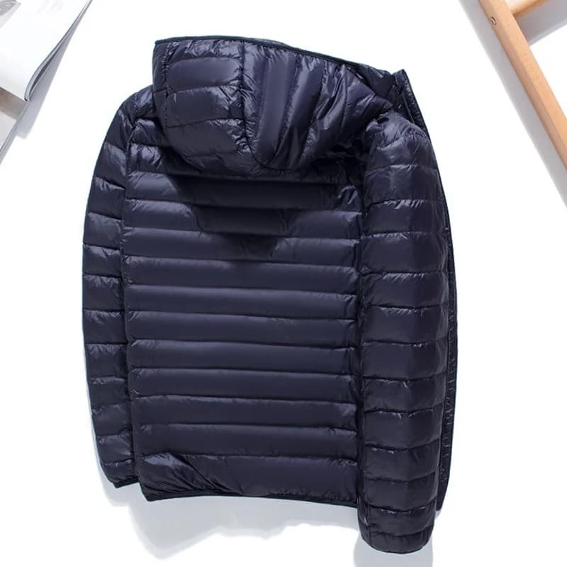 Doudoune Légère à Capuche pour Homme, Doudoune Courte, Grande Taille, Décontractée, Couleur Unie, No