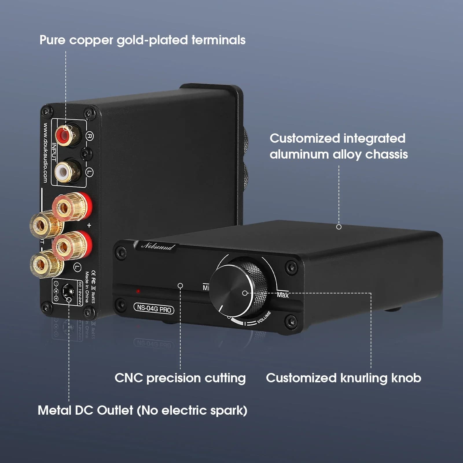 Douk Audio NS-04G PRO HiFi 2.0 Canal Mini Classe D TPA3116 Amplificateur Numérique Stéréo Audio Amp 