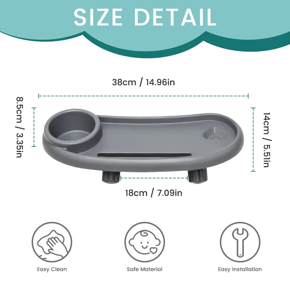 1 plateau universel pour collations de bébé pour poussette avec porte-gobelet, plateau pour collatio