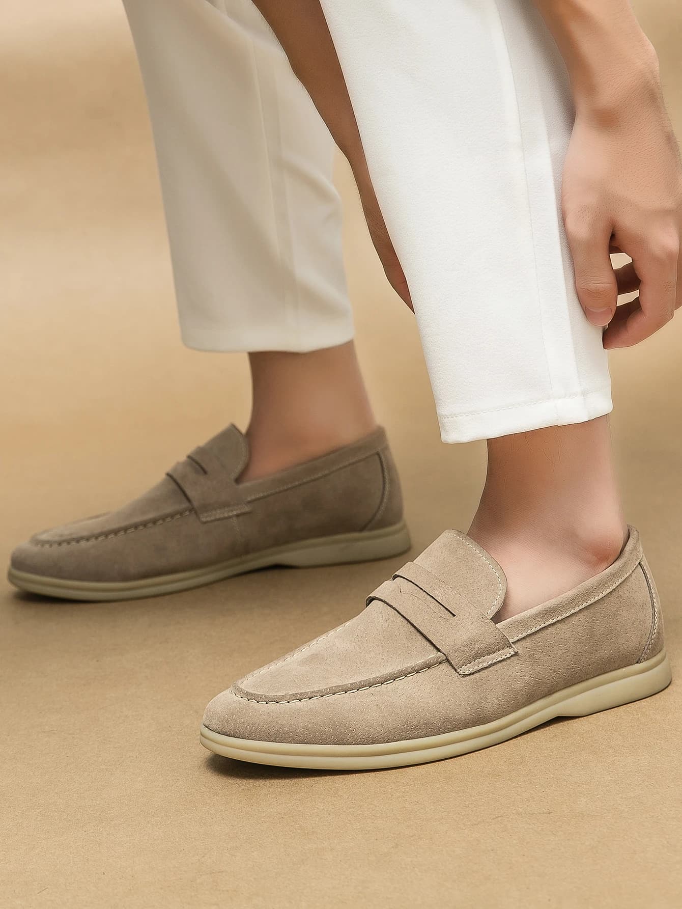 Chaussures pour homme en cuir suédé rétro de créateur, mocassins à enfiler, chaussures habillées Pen