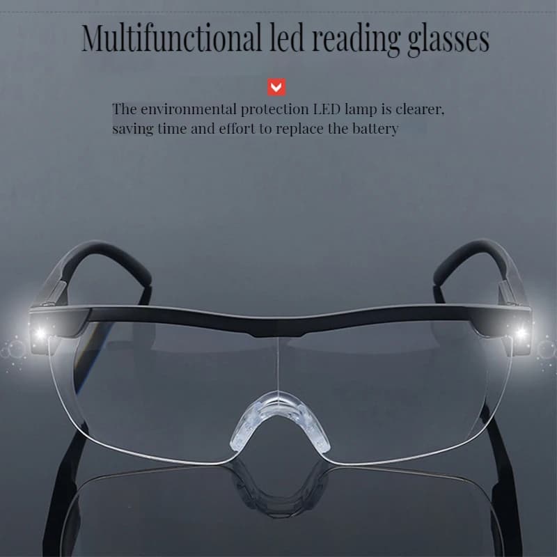 Loupe de lecture 2,5x, loupe Portable, bandeau, lentille acrylique avec lumière 2Led pour réparation