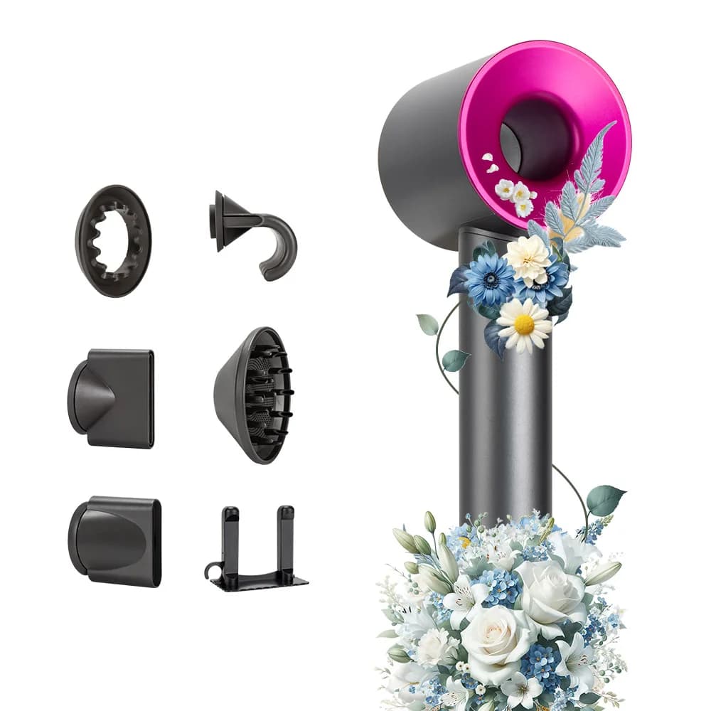 1600W Sèche-cheveux ionique électrique 5 en 1 avec diffuseur, sèche-cheveux sans lame haute vitesse,