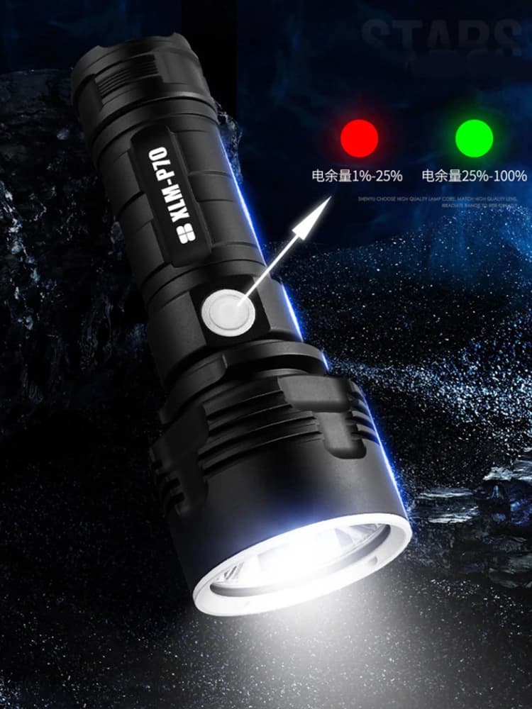 Lampe de poche Led haute puissance Super lumineuse P70, Rechargeable par USB, étanche, batterie 2665