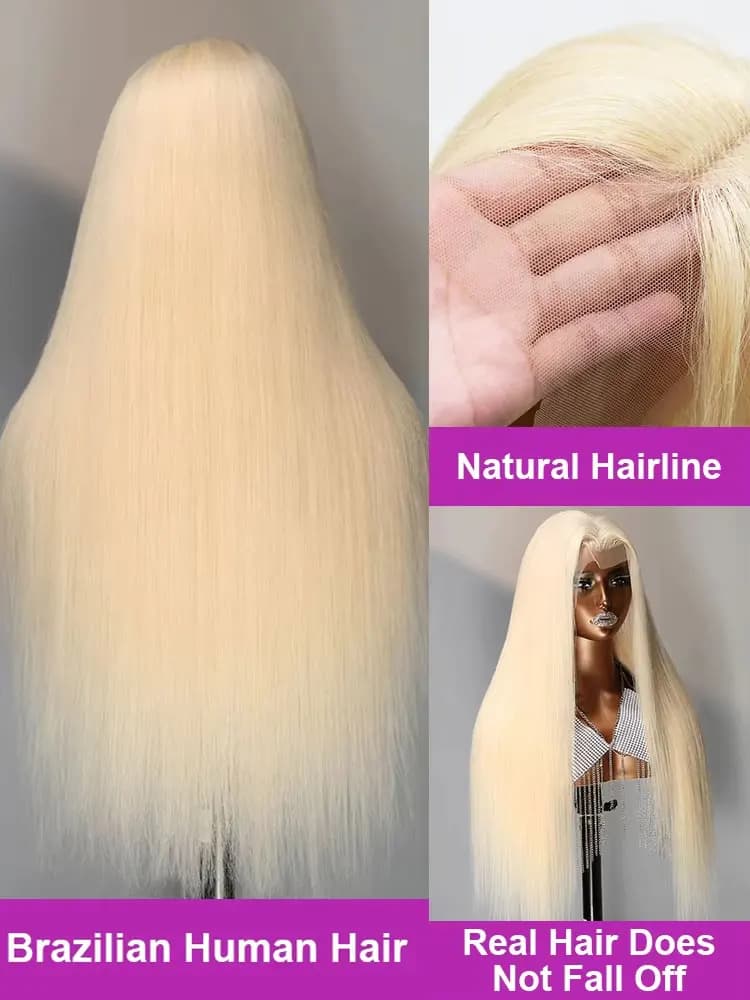 Perruque Blonde droite 613 Hd dentelle frontale perruque 13X6 13X4 Transparent brésilien droite dent