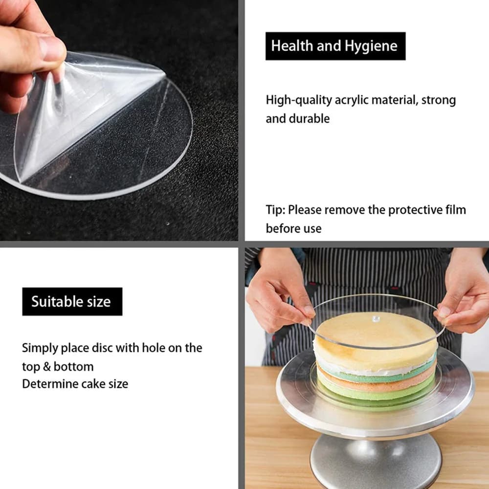 Disque à Gâteau à Bord Rond, Support de Cuisson en Acrylique, Antiadhésif, Réutilisable, 2 Pièces
