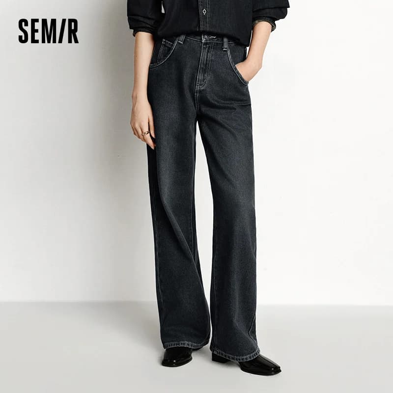 Semir jean femme jambe large doublé polaire confortable taille haute hiver 2025 nouveau pantalon lon
