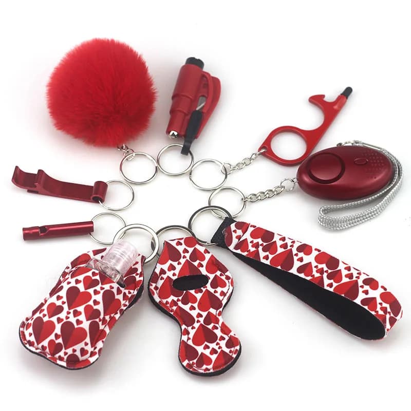 Porte-clés de sécurité pour femmes, ensemble complet, défense personnelle, alarme portable, outils d
