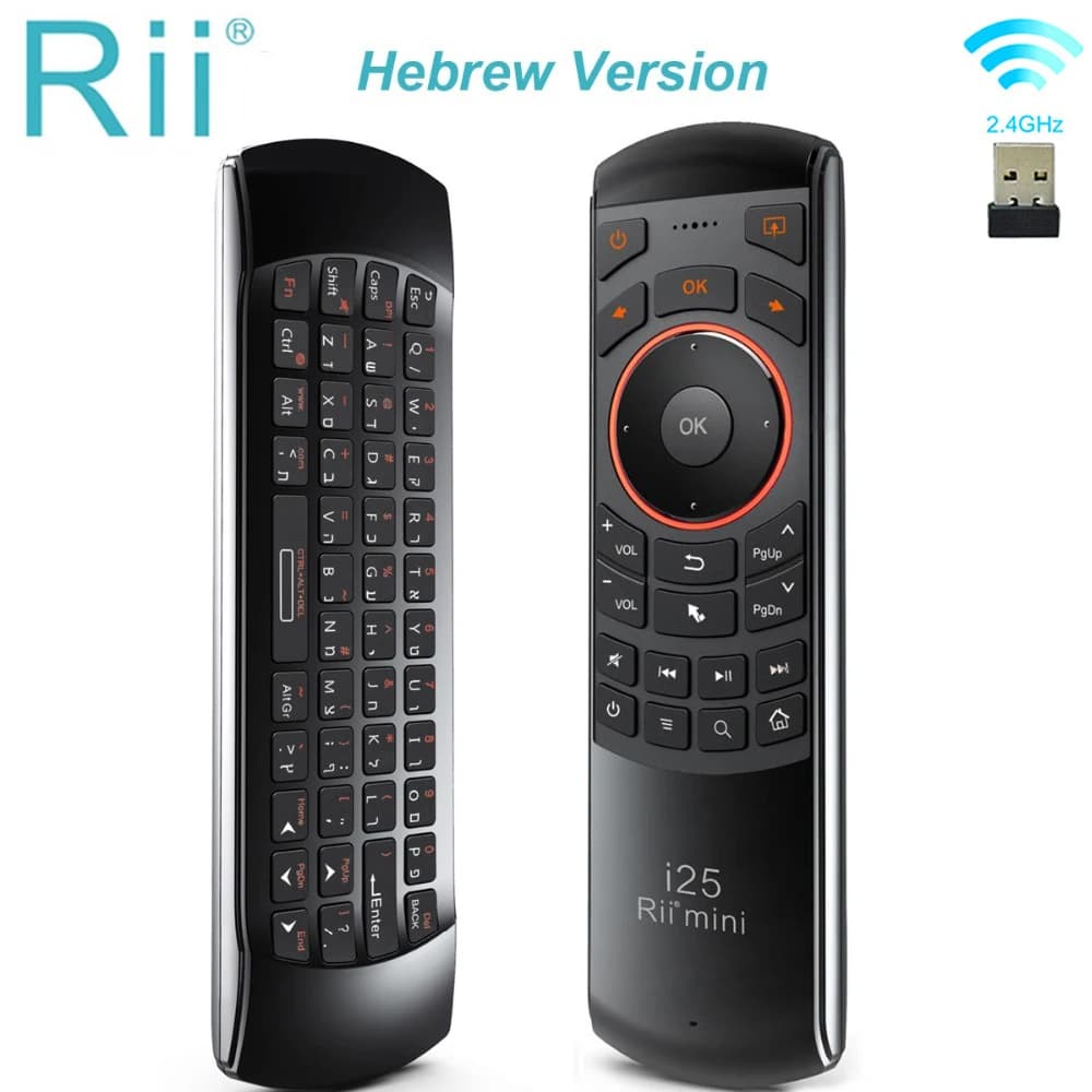 Rii Mini i25 HE/RU/US/AR/FR clavier sans fil Air Mouse télécommande avec clé Programmable pour Smart