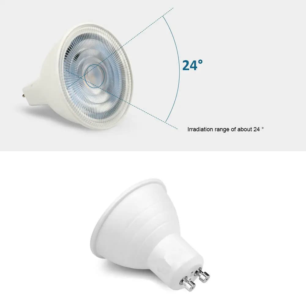 Ampoules de projecteur LED GU10 à intensité variable, Angle de faisceau de 24 degrés COB 7W 110V 220
