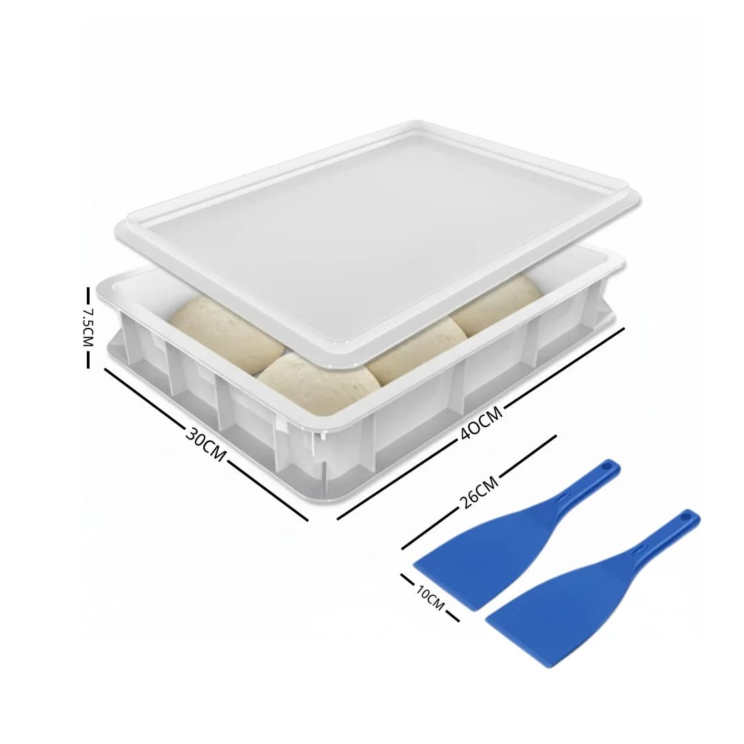 Boîte d'épreuve de pâte à Pizza en plastique, Kit 40x30cm avec 2 grattoirs à pâte, récipient de Ferm