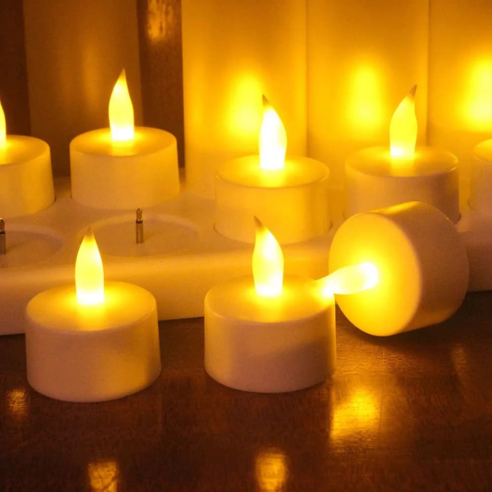 Bougie chauffe-plat LED aste sans flamme avec tasse en plastique, bougie de charge USB, décor de mar