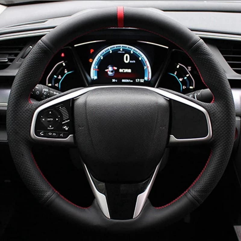 Housse de volant de voiture en cuir artificiel noir, bricolage, pour Honda Civic 10 2016-2019 CRV CR