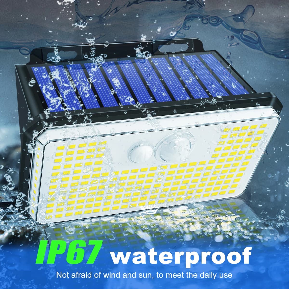 Applique murale solaire imperméable avec détecteur de mouvement, imperméable conforme à la norme IP6