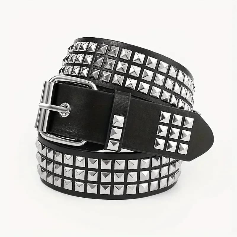 Nouvelle ceinture à rivets carrés 2026, ceinture en métal à pyramides, ceinture punk pour hommes et 