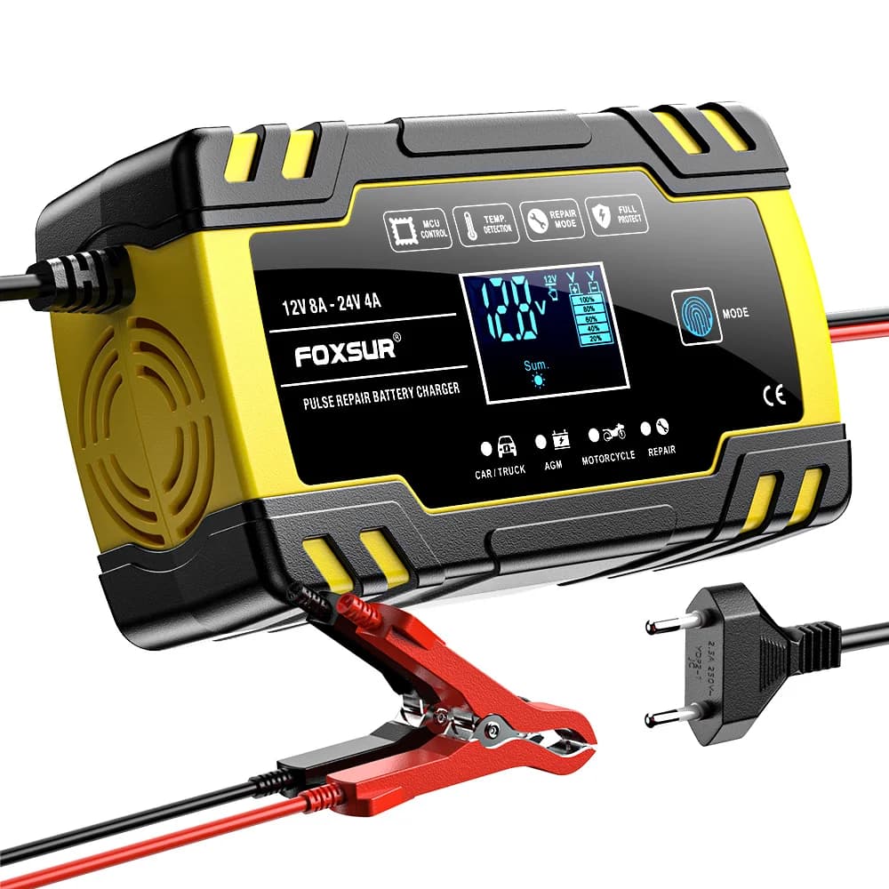 Chargeur de batterie de voiture 12V 8A/24V 4A, démarrage automatique, chargeur rapide, utilisation p