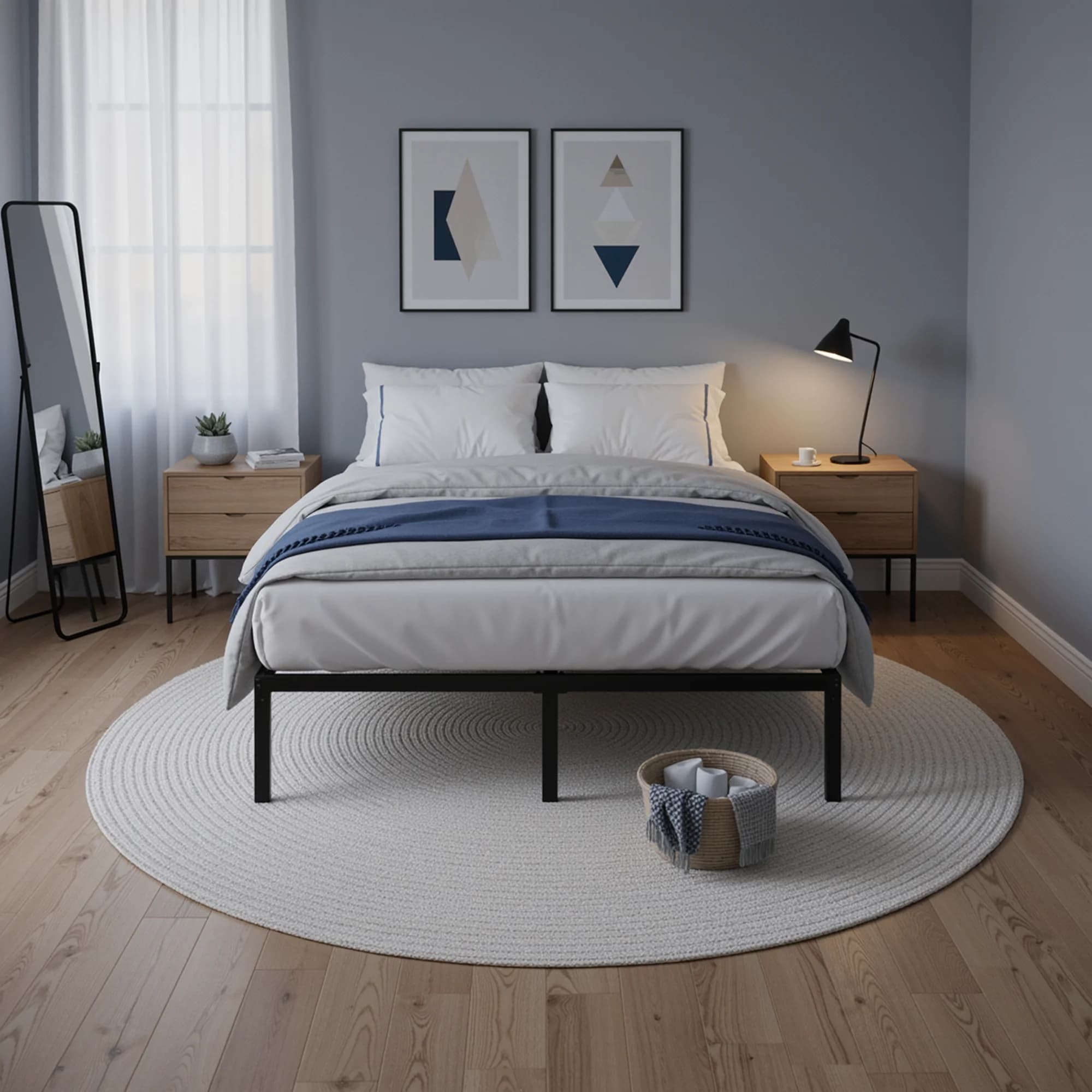 HOOMIC Cadre de lit double/plein/Queen/King en métal robuste avec rangement sous le lit de 14 pouces