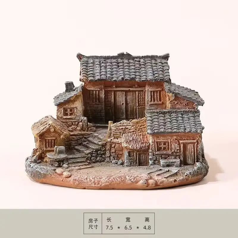 Modèle miniature créatif de maison rustique ancienne en résine, ornement pour micro-paysage de burea