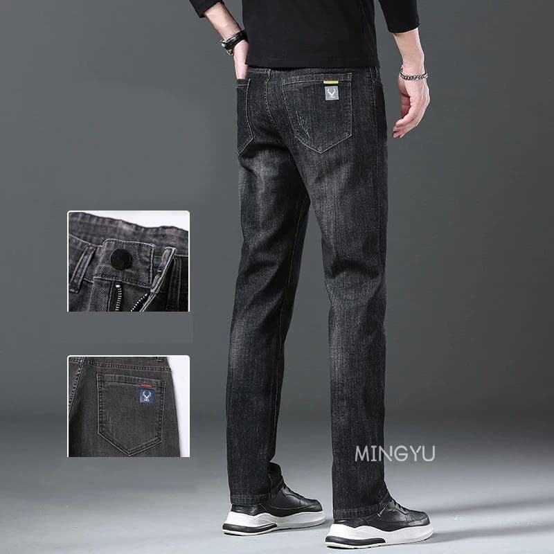 Jean en coton de haute qualité pour hommes, style rétro gris, coupe slim, extensible, streetwear, im