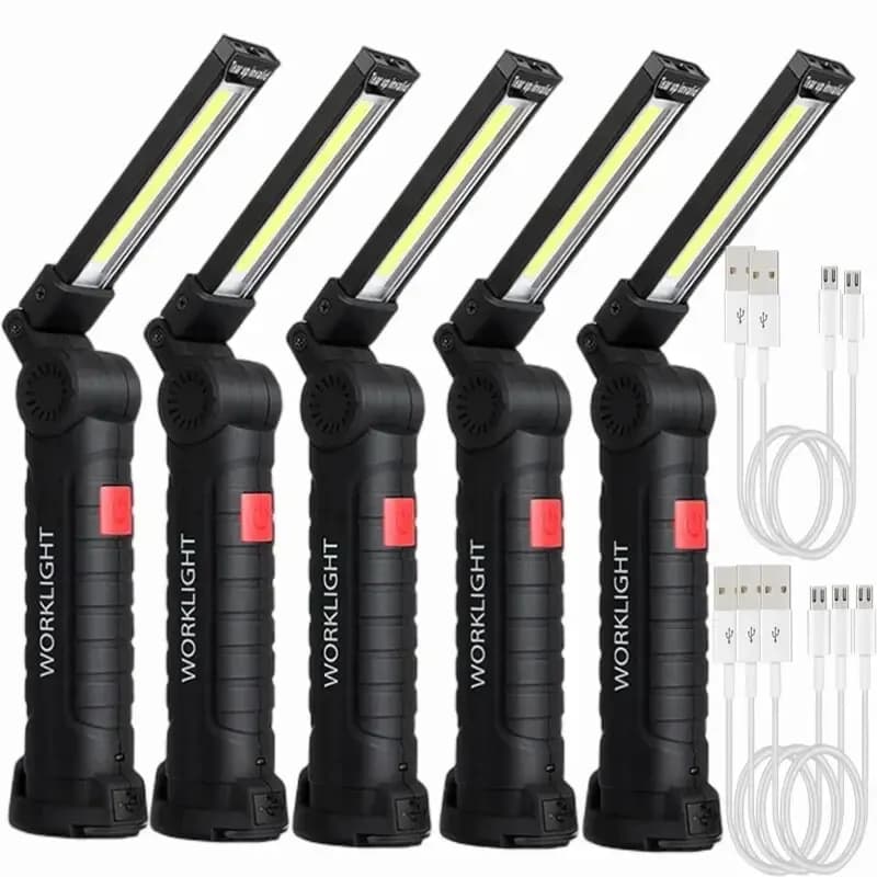 Lampe de poche LED Rechargeable, lampe de travail, crochet suspendu magnétique avec batterie intégré
