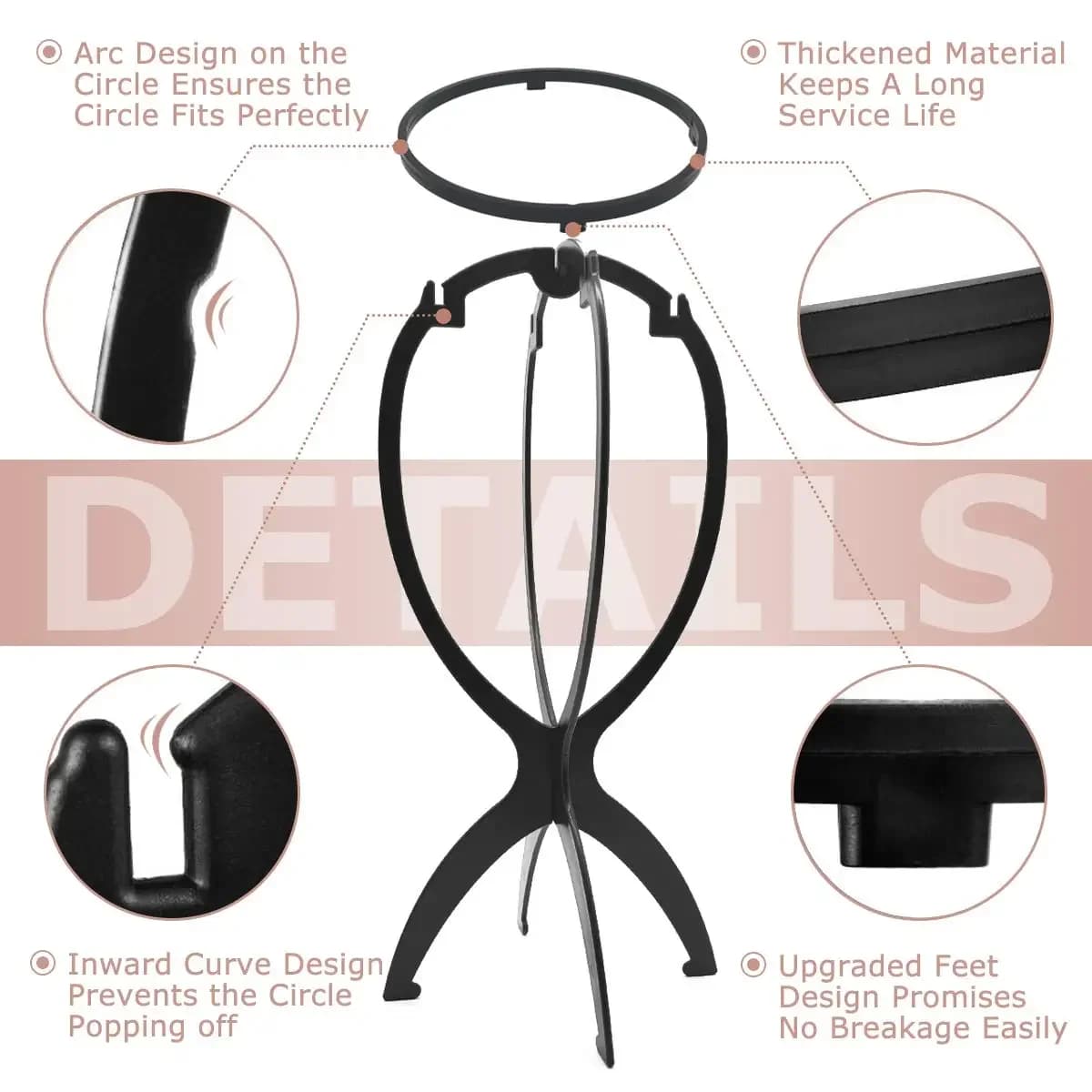 10 pièces support de perruque Durable facile à assembler support de bonnet de perruque Portable en p