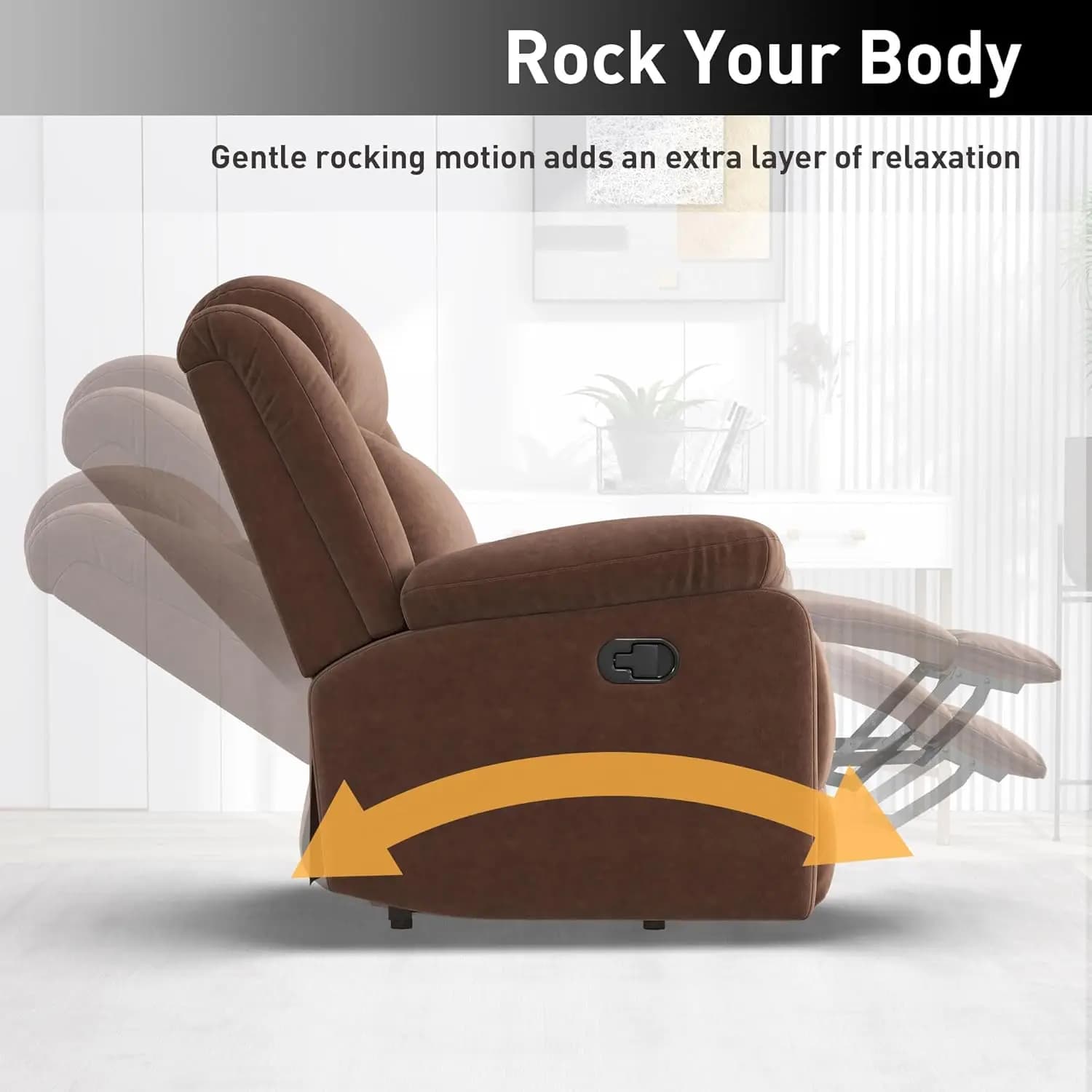 Fauteuil inclinable à bascule pour adultes, fauteuil inclinable à bascule manuel rembourré, canapé s