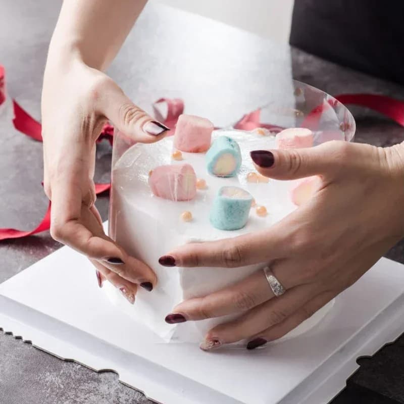 1 rouleau de Film Surround pour gâteau, ustensiles de cuisson, Film en acétate Transparent, collier 
