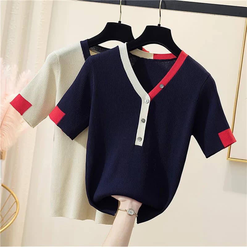 T-shirt femme 2025 nouvel été pur haut en coton femmes col rond pull à manches courtes couleur pure 