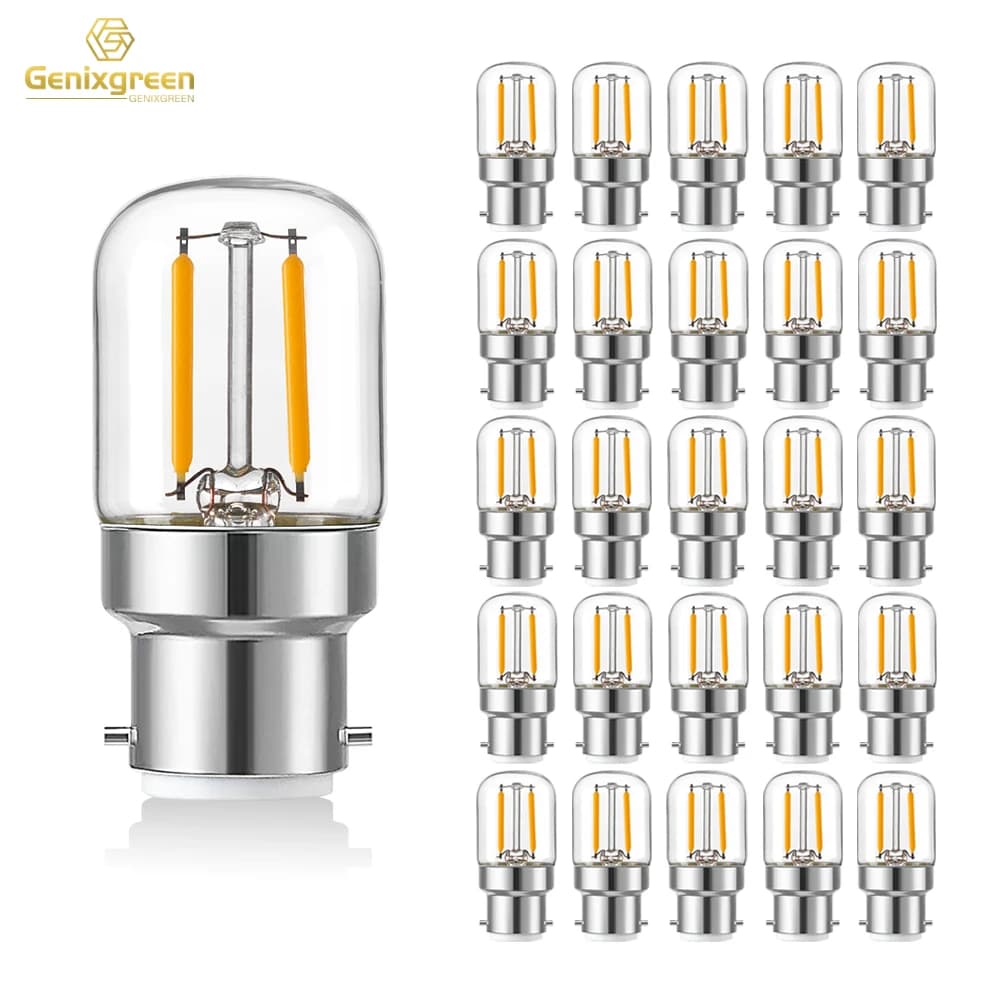 Mini ampoules LED tubulaires à base de baïonnette B22, ampoule décorative intérieure, verre transpar