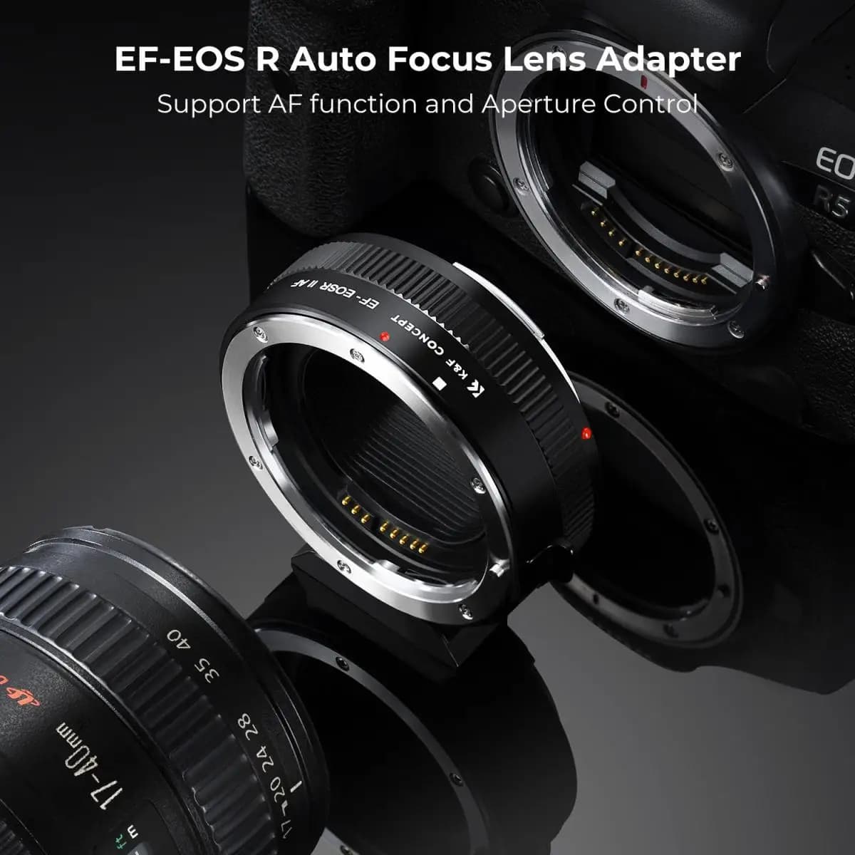 Adaptateur de monture d'objectif autofocus K&F CONCEPT EF vers EOS R pour objectifs Canon EF EF-S ve