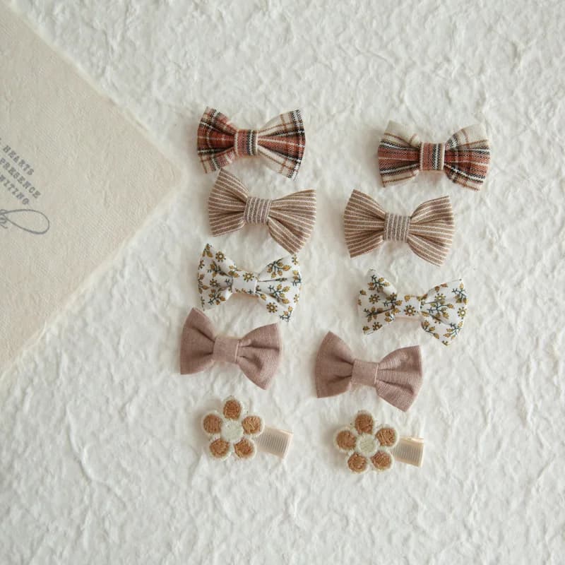 Pinces à cheveux avec nœuds pour enfants, 20 pièces/ensemble, Barrette Boutique, tissu à couverture 