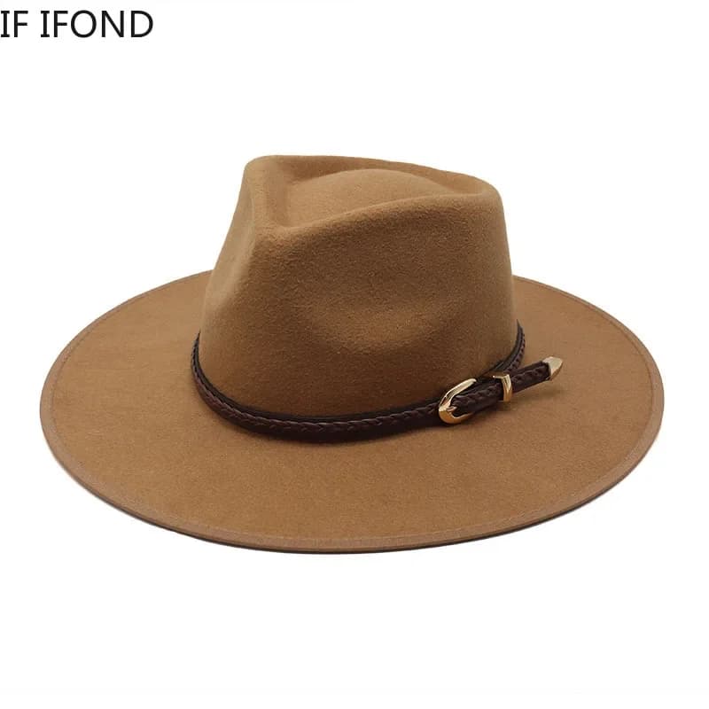 Chapeau Fedora en laine pour hommes et femmes, Simple, à large bord, Vintage, en feutre, Jazz, nouve