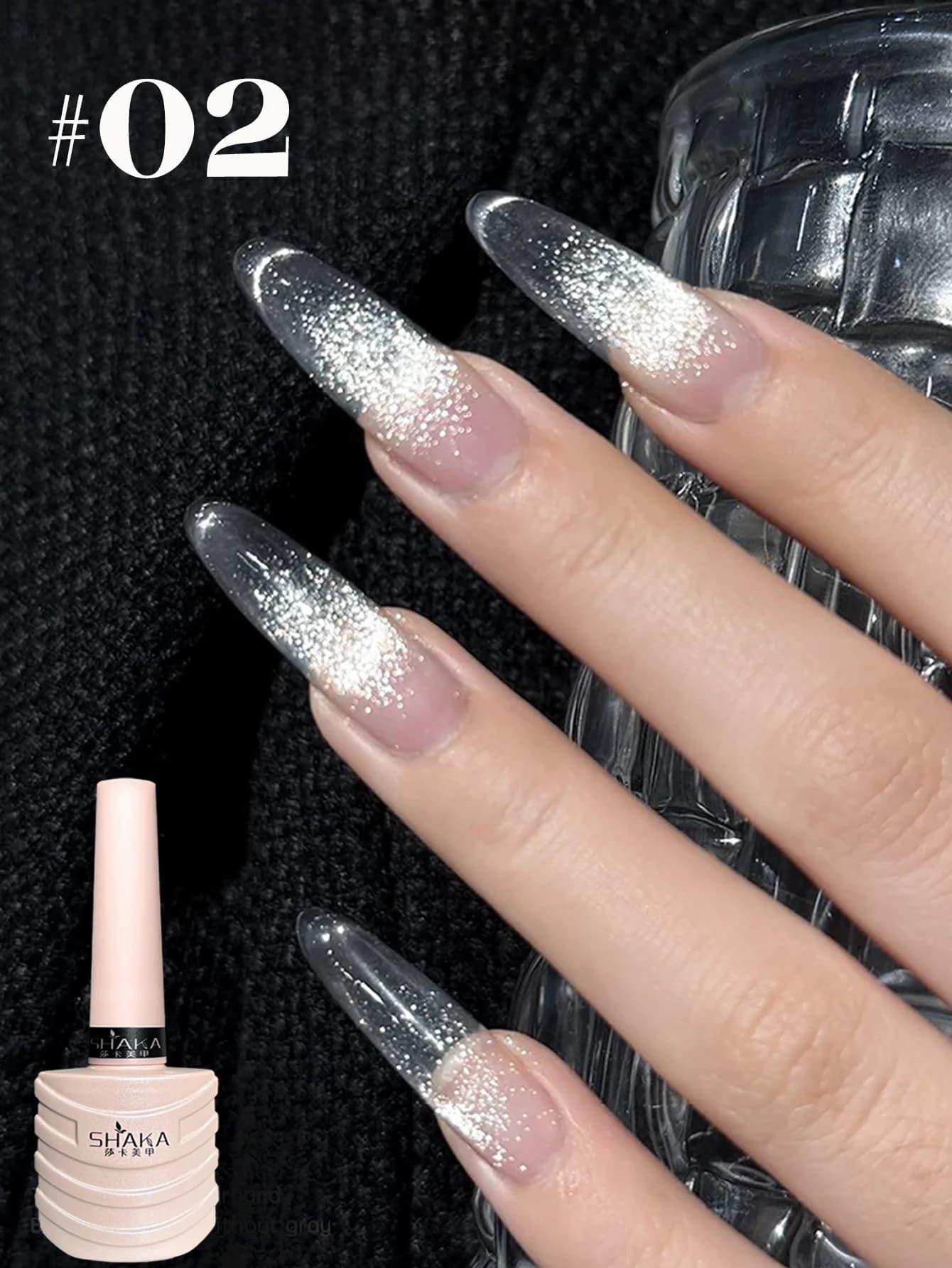 1-12 pièces PSK Gel de vernis à ongles effet œil de chat, perles de verre transparentes effet glace,