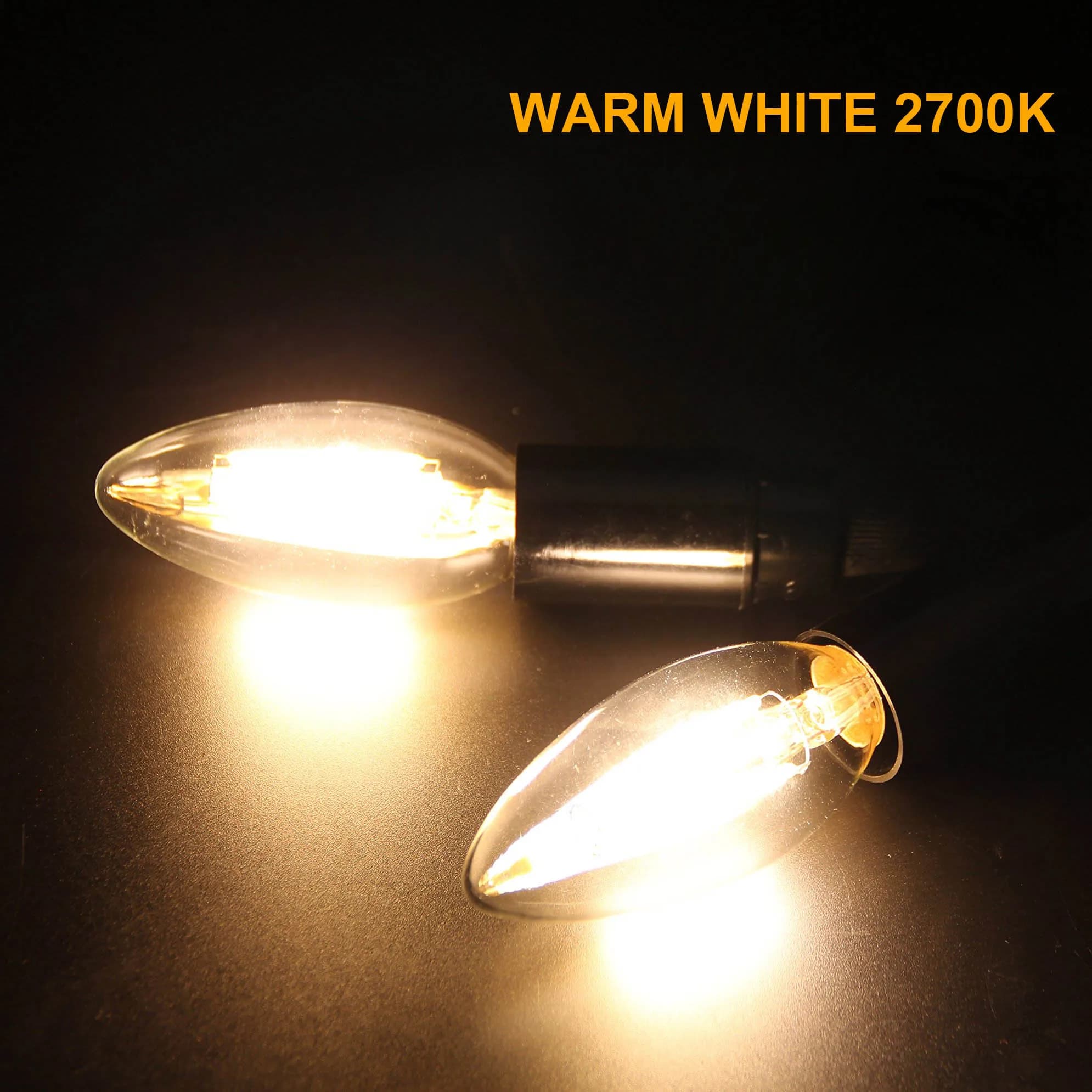 Ampoules LED C35 4W E12 E14 type bougie, équivalent 40 watts, dimmables, blanc chaud 2700K, pour lus