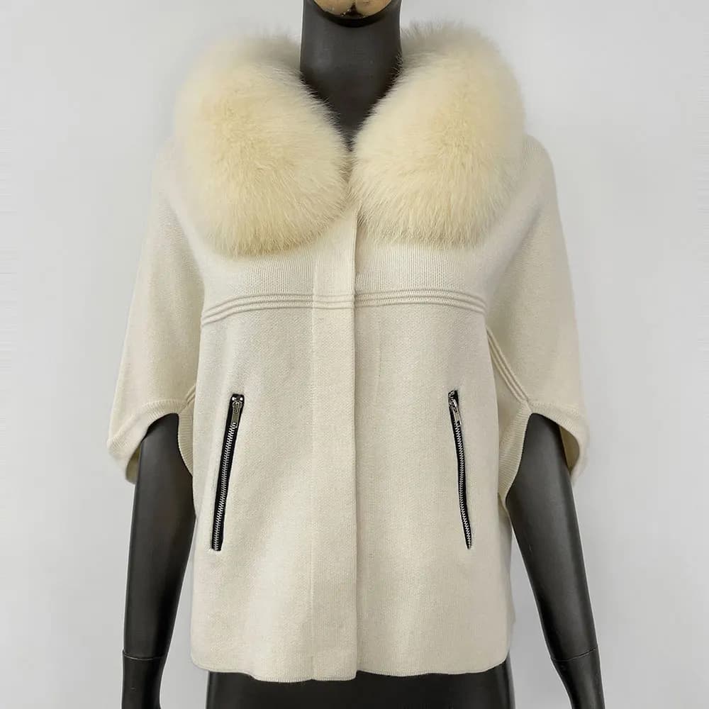 FURYOURSELF 2025 nouveau réel renard raton laveur col de fourrure manteau tricoté pull femmes à manc