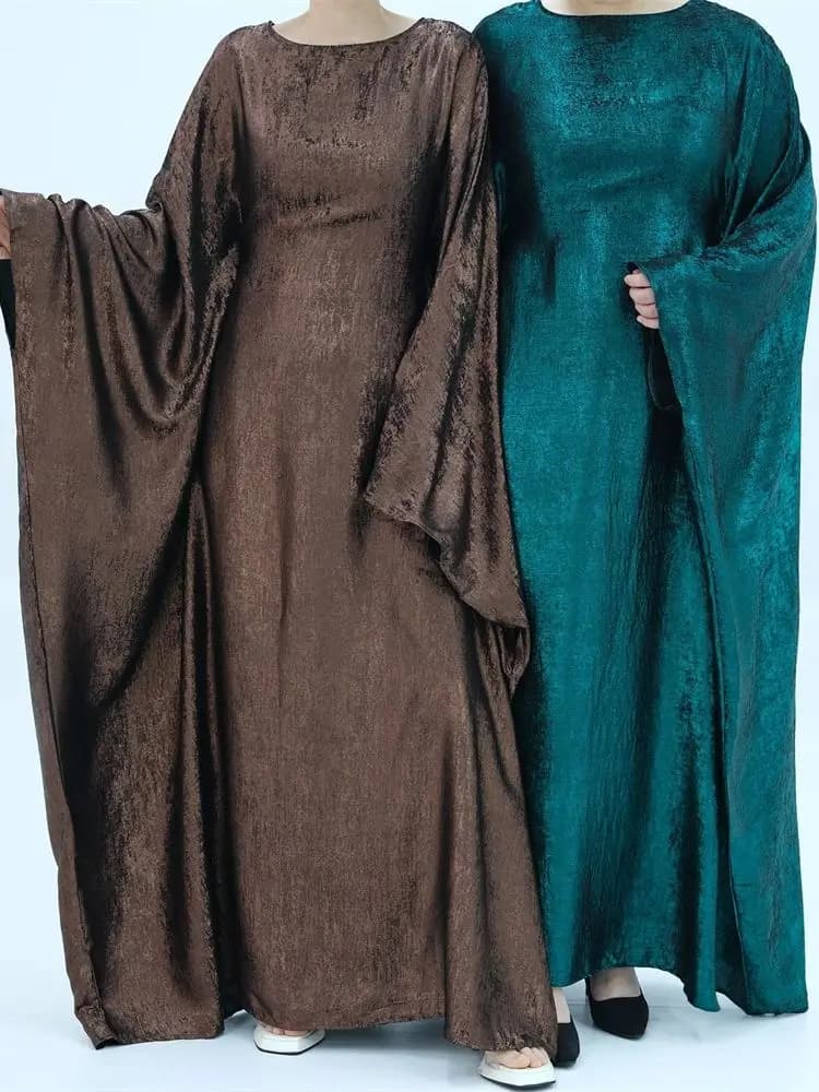 Maxi Abaya en Satin pour Femme Musulmane, Robe de Luxe Style Dubaï, Caftan Islamique Marocain, 2024