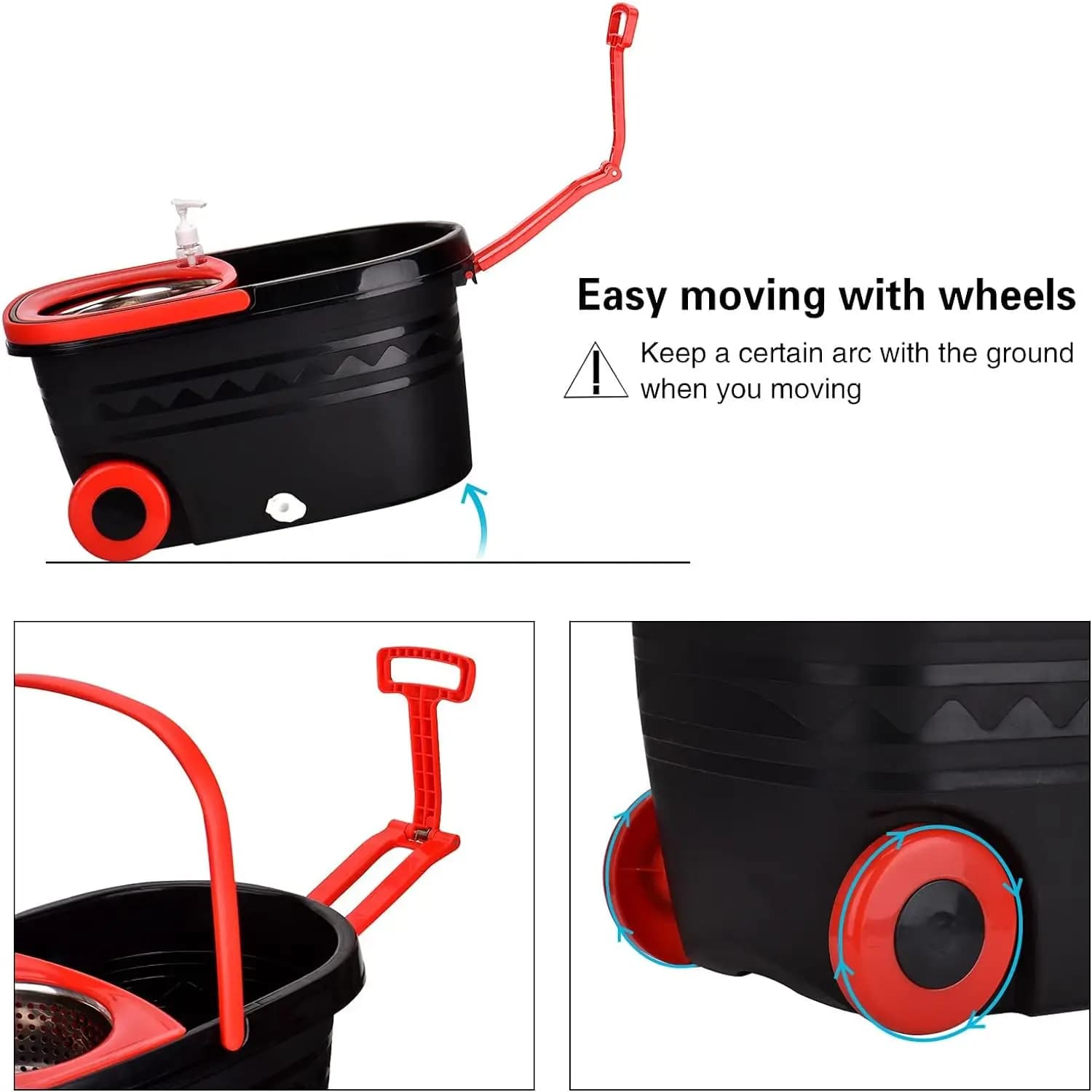 Ensembles de seaux à vadrouille rotative 360 ° Système de nettoyage de sol rotatif avec 3 têtes de