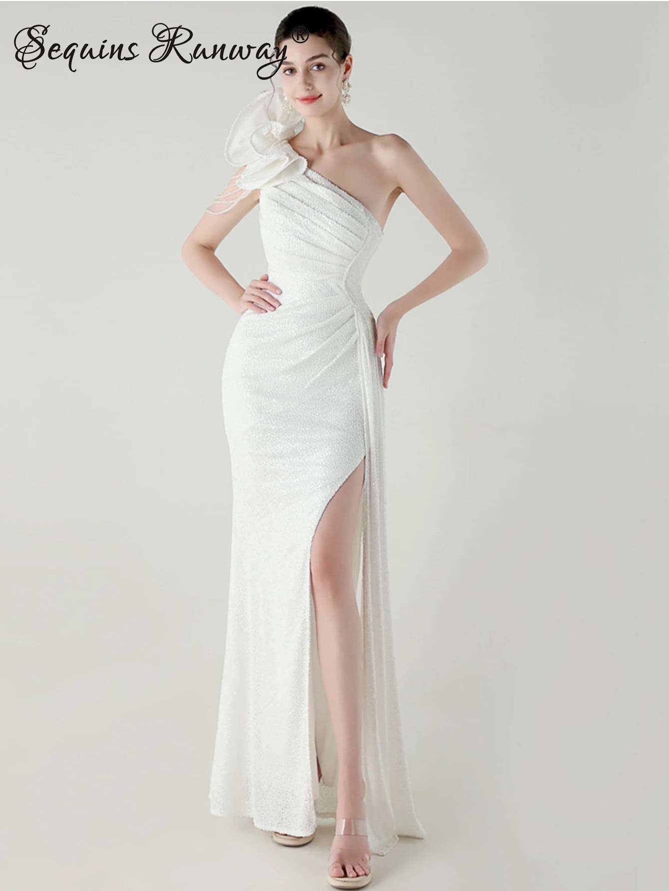 Sexy dos nu blanc sequin robe d'été femmes élégantes robes longues de fête pour femme de luxe annive